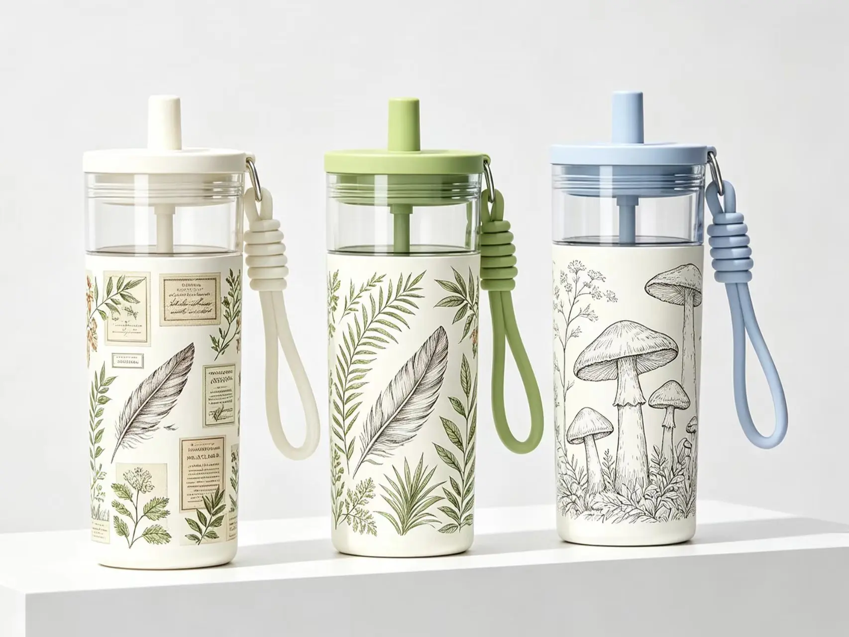 High-speed UV rotary printer printing on custom drinkware bottles